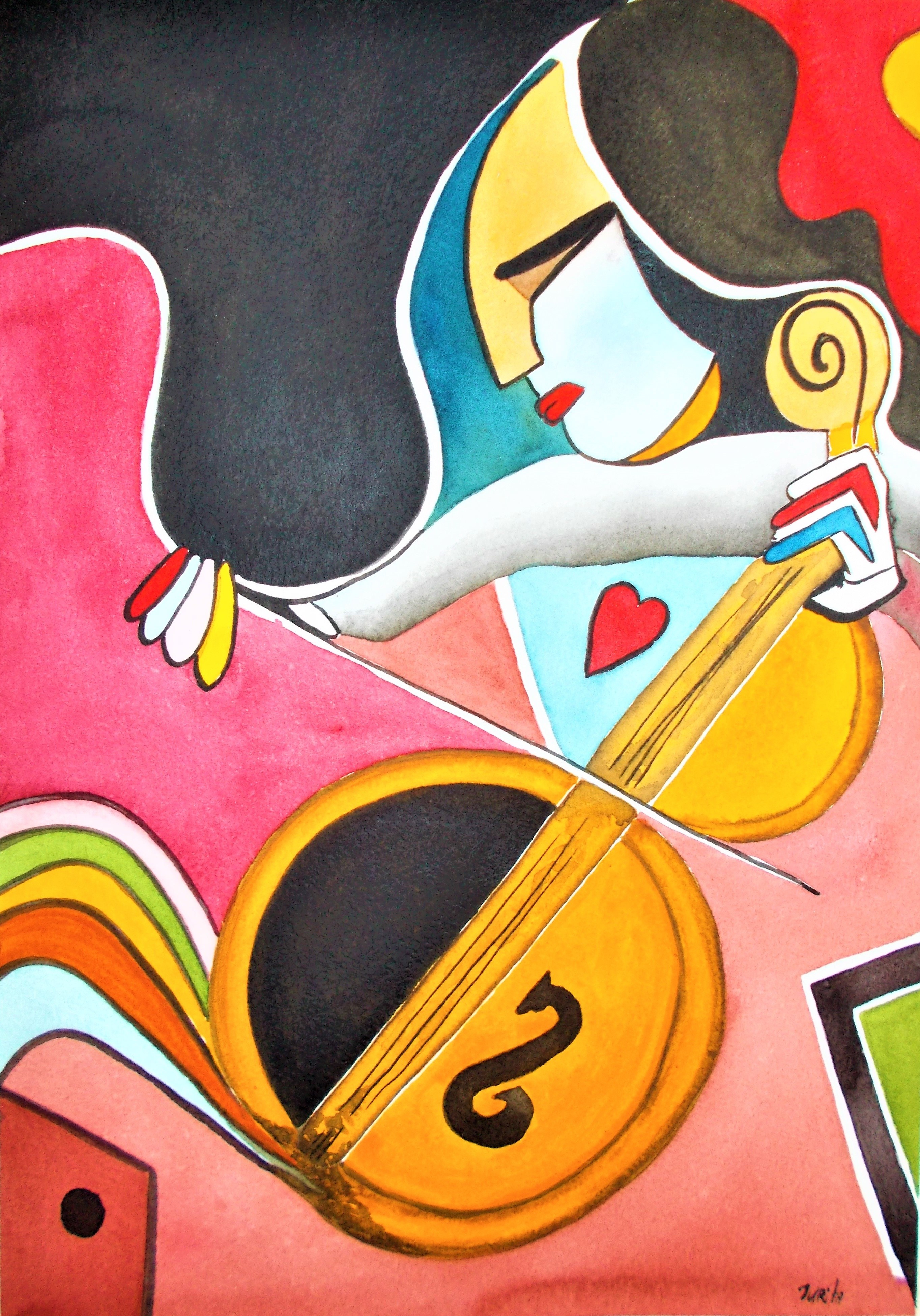 2728x3904 Jazz In Red Painting By Jurita Kalite Lady Ju Gallery