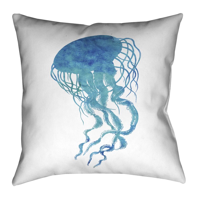 800x800 Lauralhome Watercolor Jellyfish Outdoor Throw Pillow Wayfair