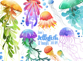 350x258 Watercolor Jellyfish Clipart By Digitalartsi Teachers Pay Teachers