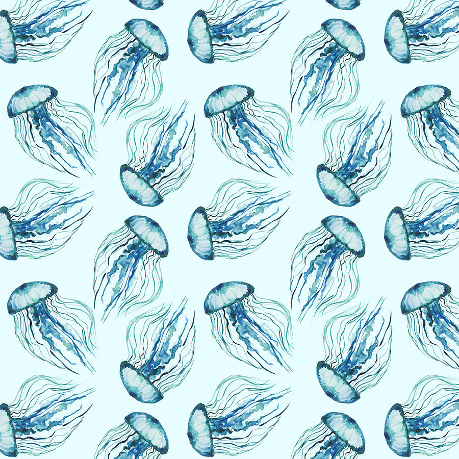 900x900 Watercolor Jellyfish Painting By Ilze Lucero