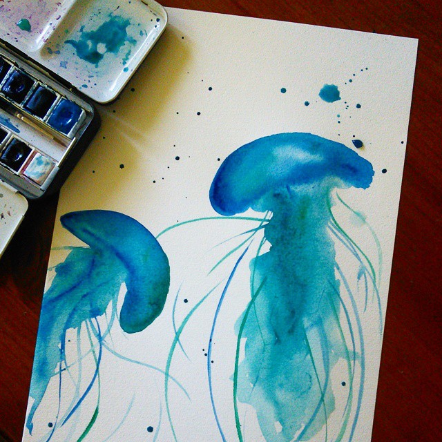 640x640 Watercolour Jellyfish Abstract Painting By Curious By Curious Ruby