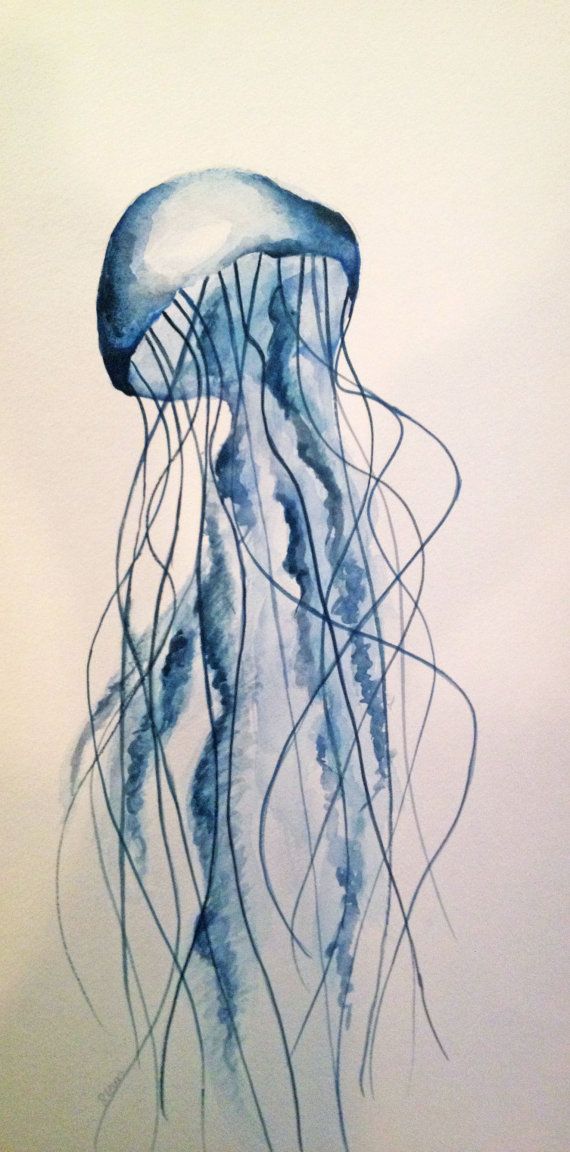 570x1152 Made To Order Jellyfish Watercolor Painting, Original By W
