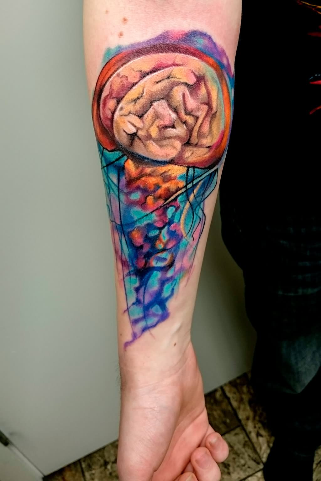 1024x1536 Right Forearm Watercolor Jellyfish Tattoo Design