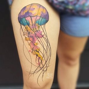 300x298 Watercolor Jellyfish Tattoo