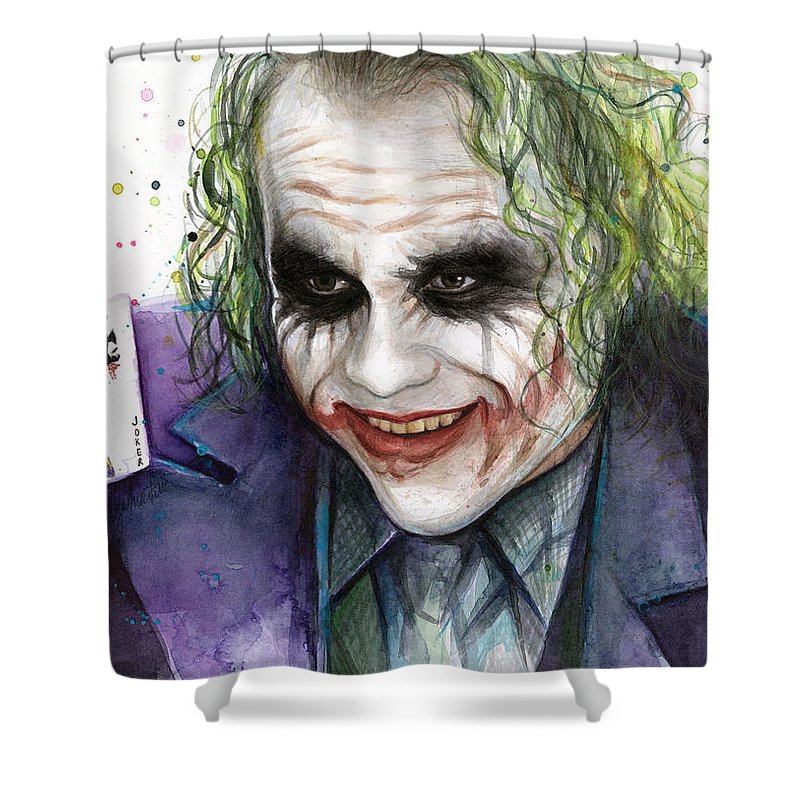 800x800 Joker Watercolor Portrait Shower Curtain For Sale By Olga Shvartsur