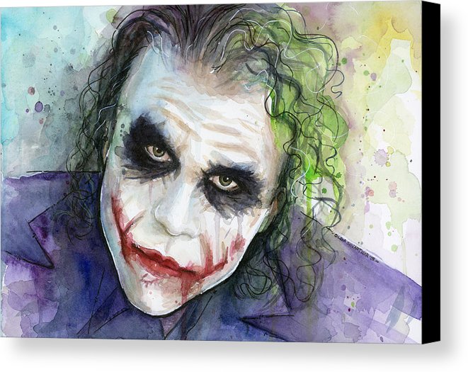 661x525 The Joker Watercolor Canvas Print Canvas Art By Olga Shvartsur