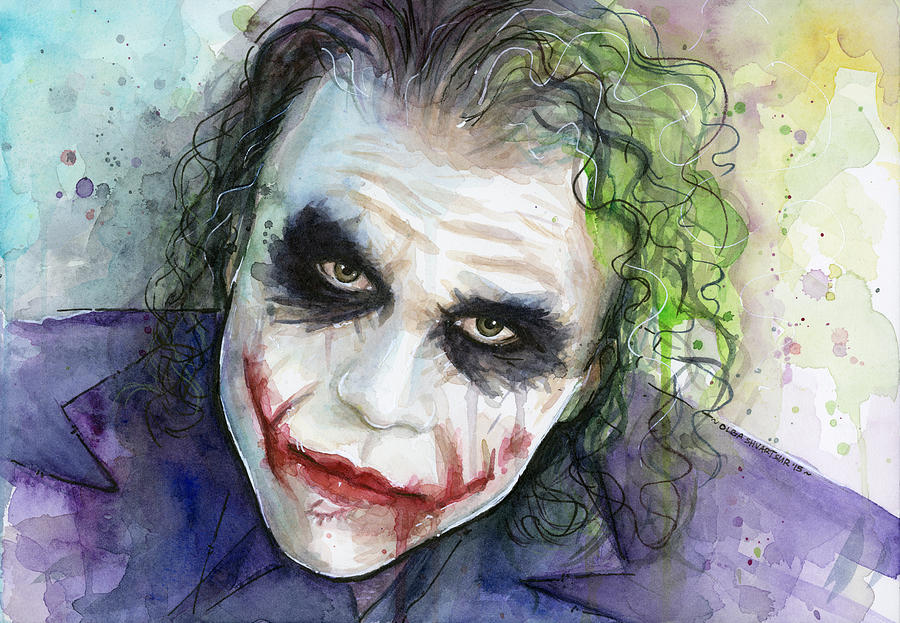 900x623 The Joker Watercolor Painting By Olga Shvartsur