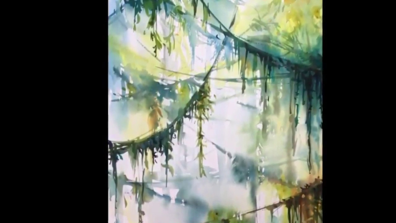 1280x720 Jungle Forest Watercolor Speed Painting Demonstration