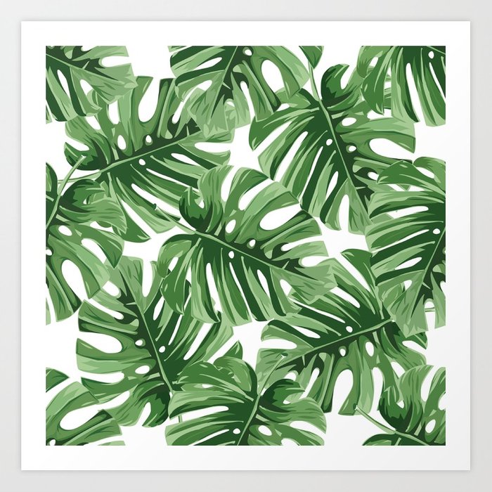 700x700 Tropical Watercolor Jungle Leaf Art Print By Newburydesigns Society6