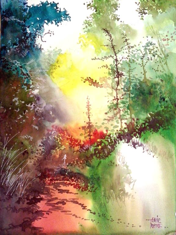 576x768 Back To Jungle By Artist Anil Nene Landscape Art Watercolor
