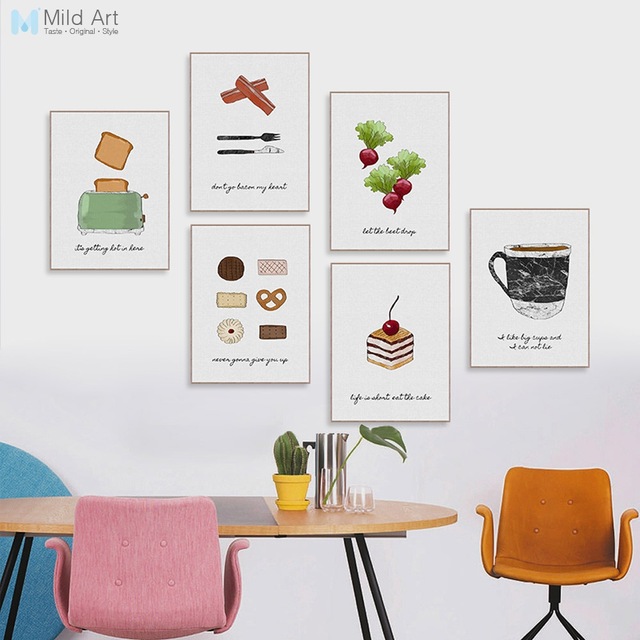640x640 Watercolor Food Cake Coffee Fruits Quotes Posters Prints Nordic