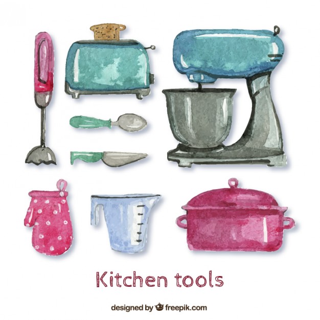 626x626 Watercolor Kitchen Tools Vector Premium Download