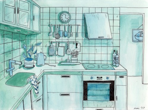 500x372 Watercolor Kitchen Art Tumblr