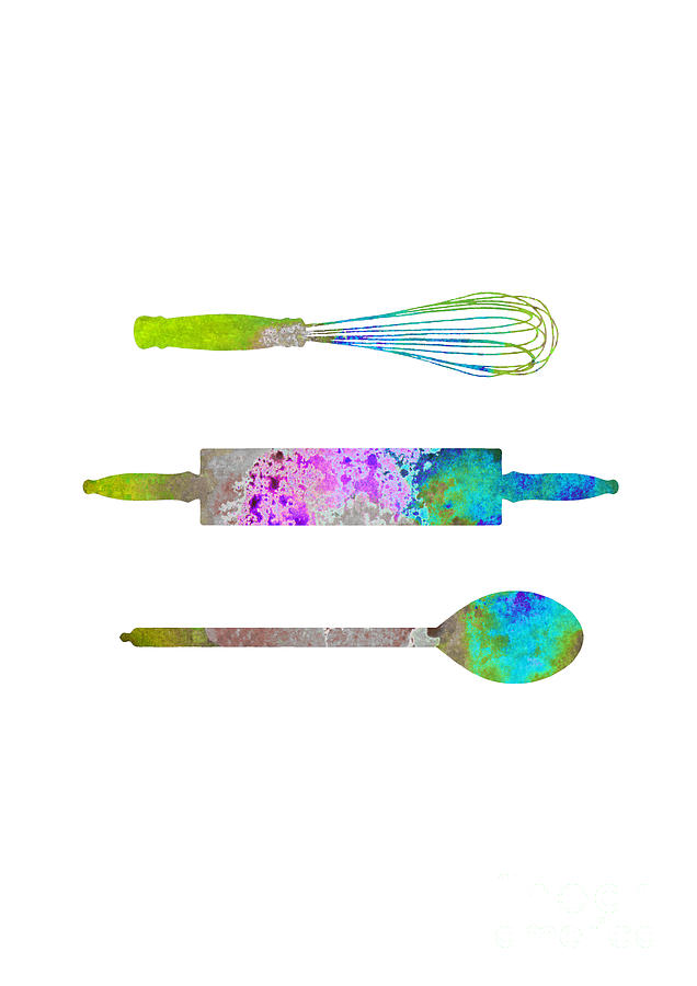 636x900 Kitchen Utensils Watercolor Art Print Painting Painting By Joanna