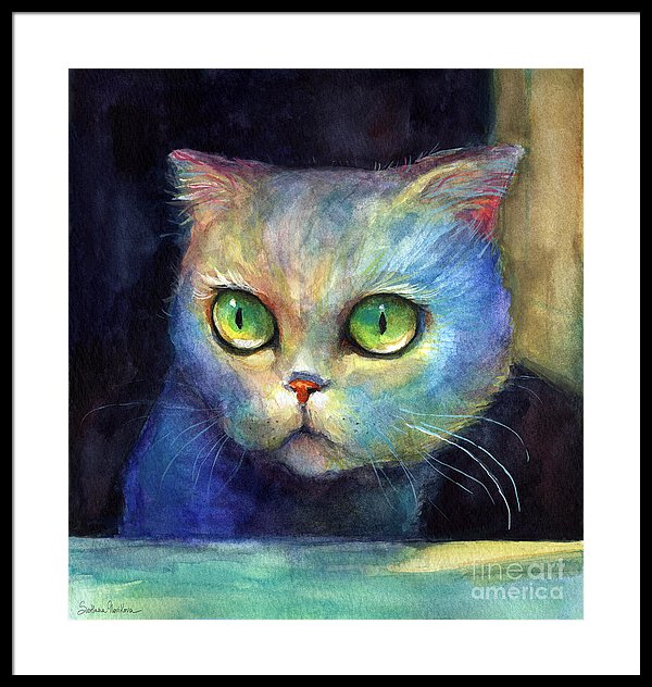 600x632 Curious Kitten Watercolor Painting Framed Print By Svetlana Novikova
