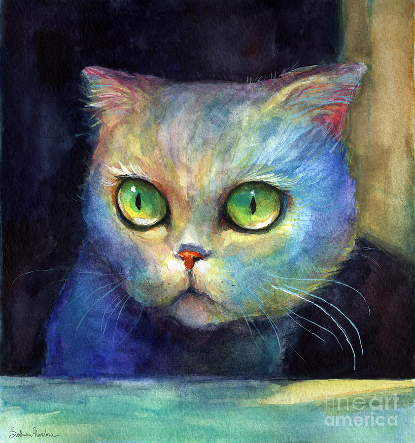 842x900 Curious Kitten Watercolor Painting Painting By Svetlana Novikova
