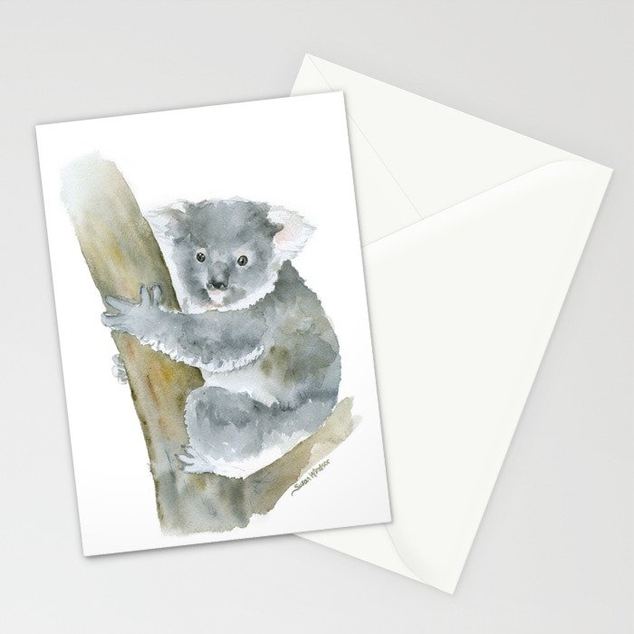 700x700 Koala Watercolor Painting Stationery Cards By Susanwindsor Society6