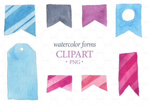 570x407 Watercolor Frames Clipart Watercolor Labels Digital Frame Etsy