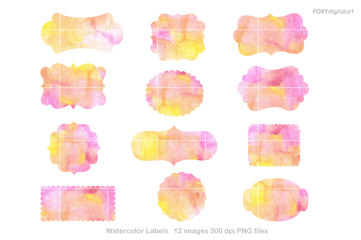 1160x772 Watercolor Label Gift Tags Scrapbook By Foxydigitalart