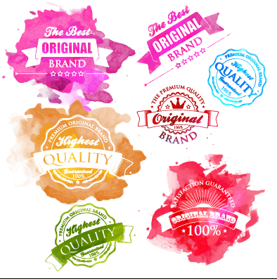 394x397 Watercolor Premium Quality Labels Vector Free Download
