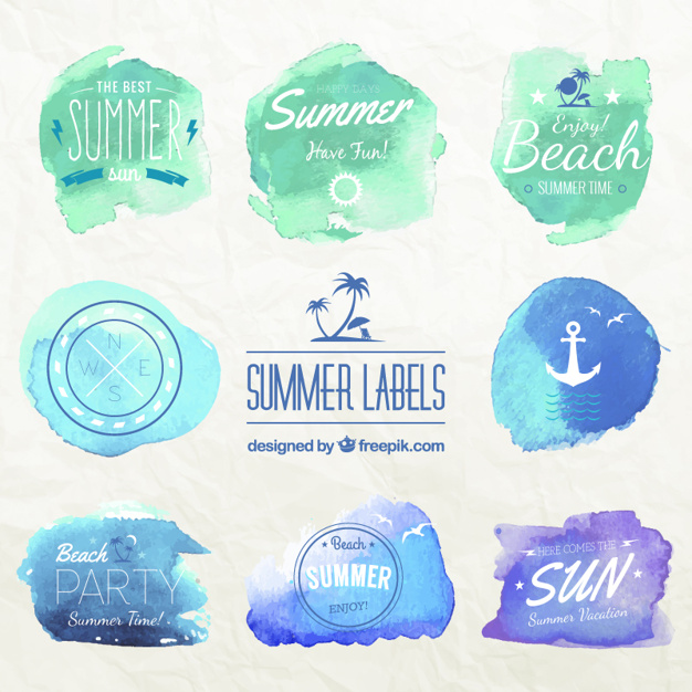 626x626 Watercolor Summer Labels Vector Free Download