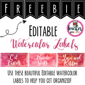 350x350 Free Editable Watercolor Labels By Teacher With Coffee Tpt