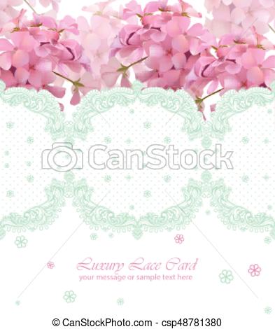 393x470 Summer Flowers Blossom Lace Card Frame. Spring Season Delicate