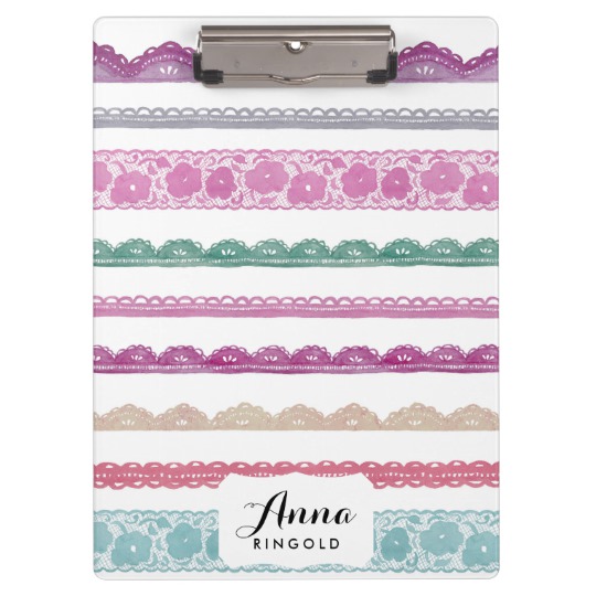 540x540 Watercolor Lace Ribbon Girly Rainbow Painted Clipboard