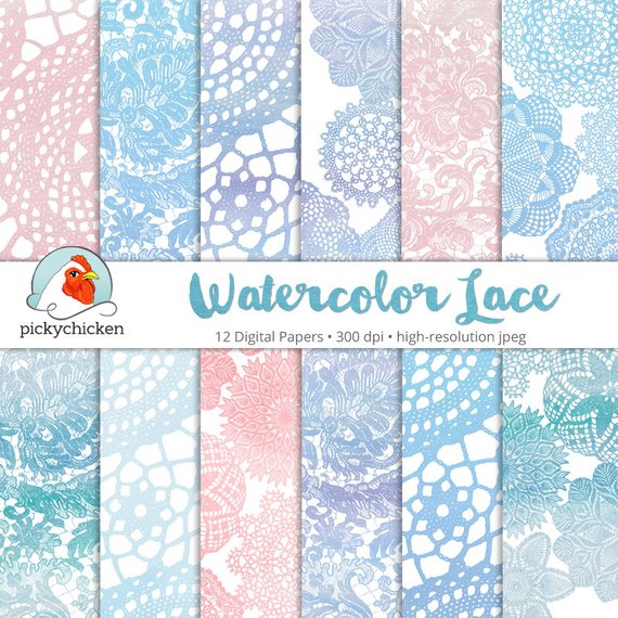 570x570 Watercolor Lace Digital Paper Paint Tie Dye Vintage Crochet Etsy