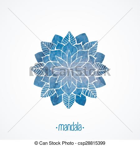 450x470 Watercolor Blue Lace Pattern. Vector Element. Mandala. Watercolor