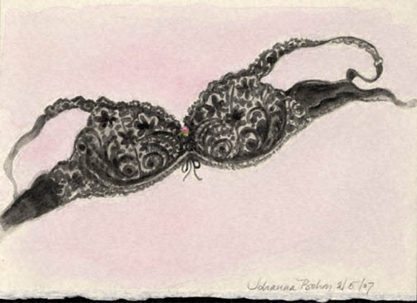 600x436 Dressing Up, Black Lace, Watercolor By Artist Johanna Bohoy, On