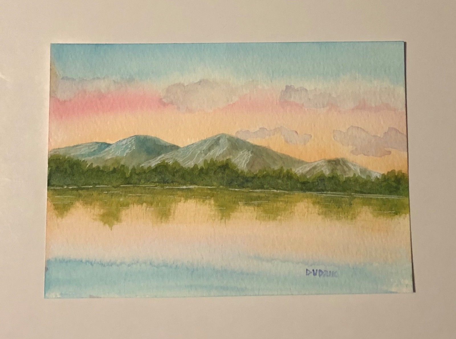 1600x1189 Original 4.5 X 6.5 Watercolor Landscape Mountains Lake Painting