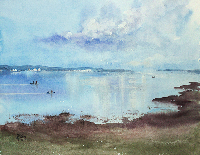 803x624 The Lake Buy Original Watercolor By Ekaterina Gubina