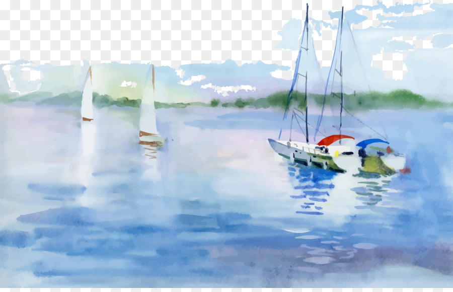 900x580 Watercolor Landscape Watercolor Painting Boat Illustration