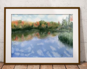 340x270 Watercolor Lake Etsy