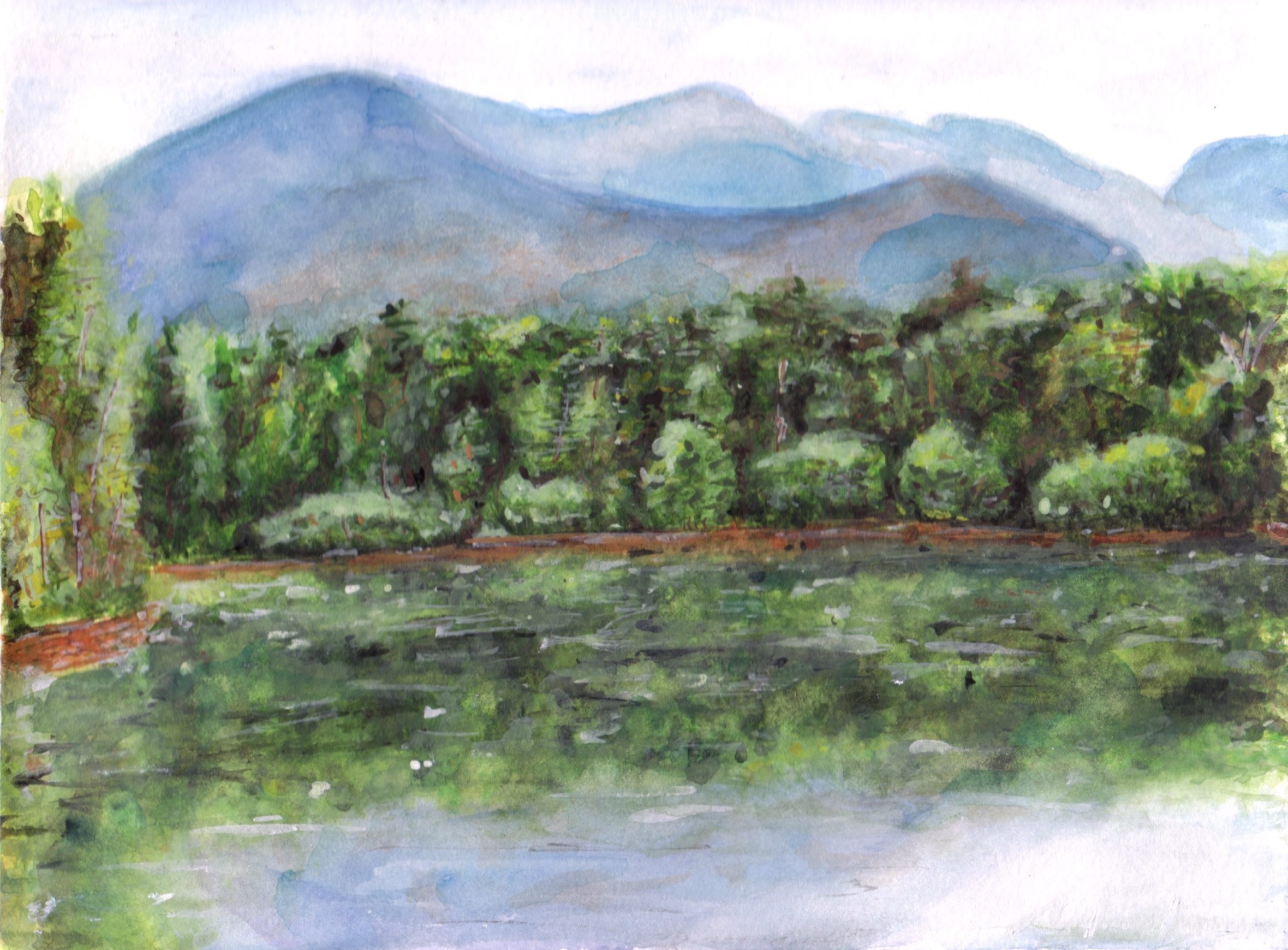 2360x1740 Camp Barney Lake Louis Watercolor Landscape Painting