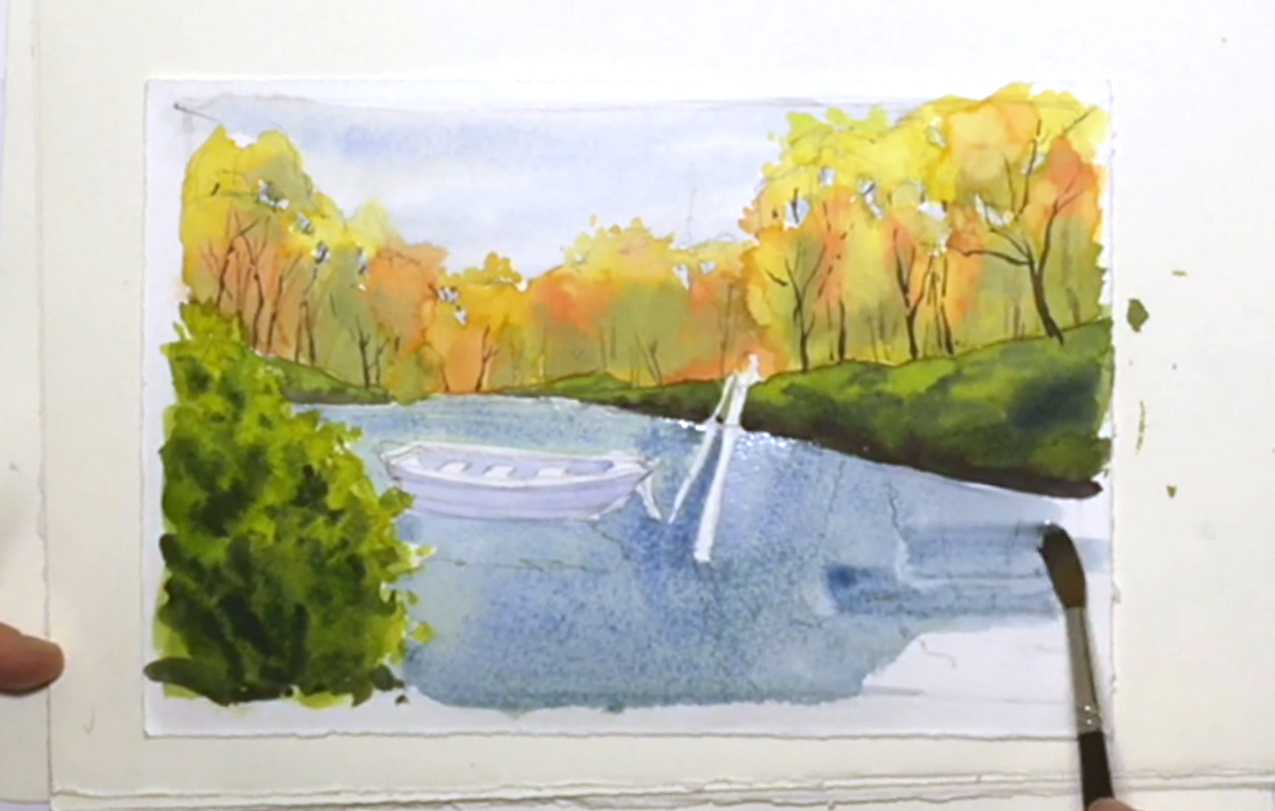 1275x811 Fun Lake Scene Teaches Watercolor Techniques For Water Amp Reflections
