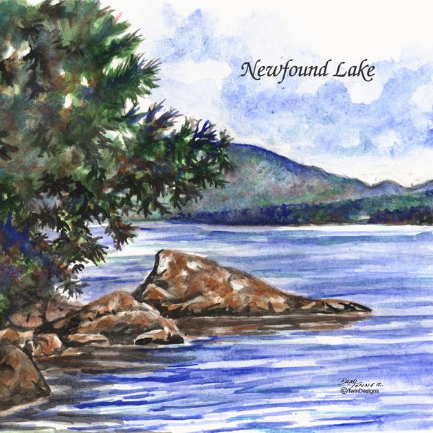 630x630 Newfound Lake Ceramic Tile Trivet Original Watercolor By Brad