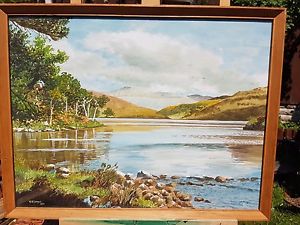 300x225 Vintage Lovely Watercolor Lake Scene (Wales ) By W.w. Gomme Dated