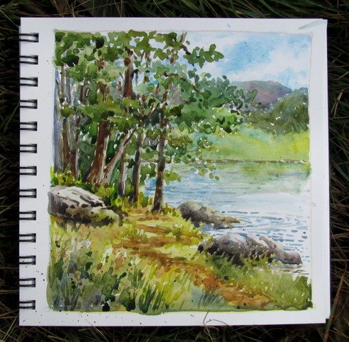 510x500 Everyday Artist Step By Step Watercolor Lake Scene Painting