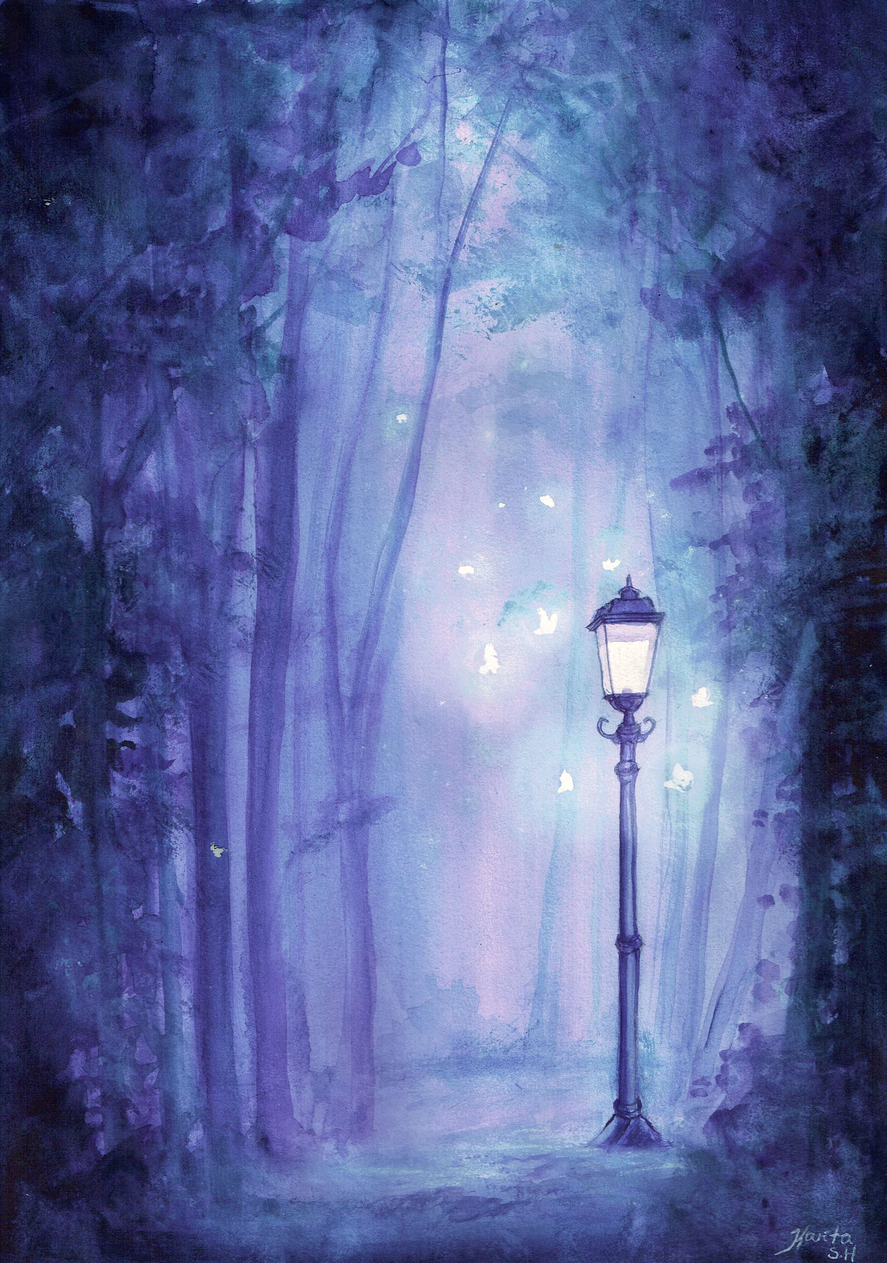 2883x4102 Forest Lamp Post. Watercolor On 180 Gsm Paper