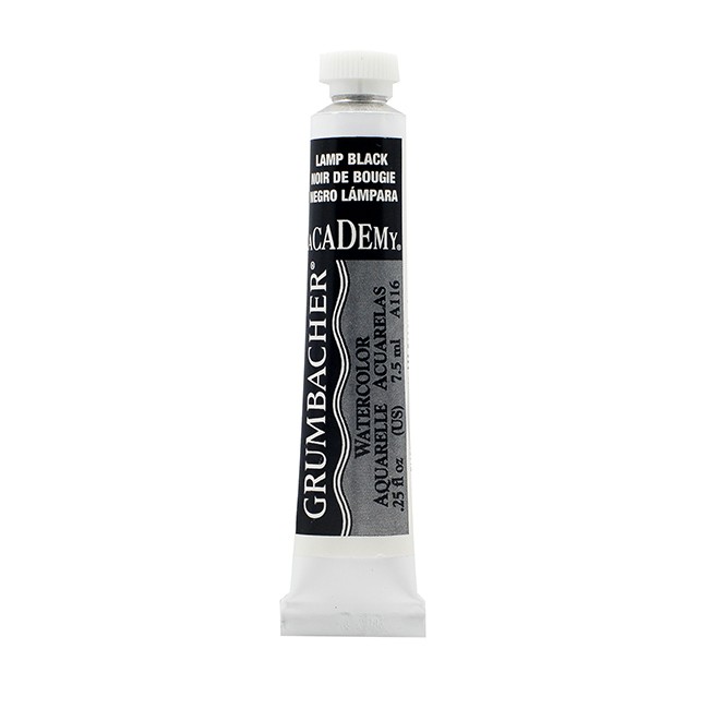 650x650 Grumbacher Academy Watercolor, Lamp Black, 7.5 Ml