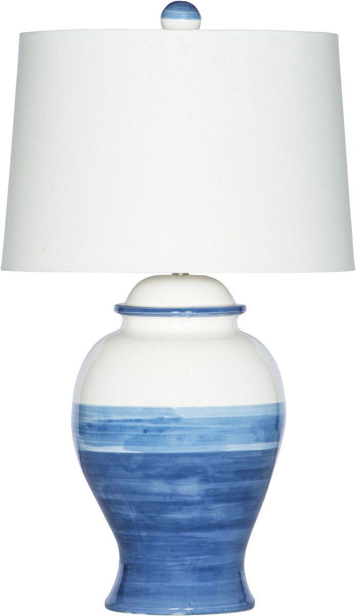 694x1200 Helena Blue Amp White Watercolor Lamp With White Drum Shade
