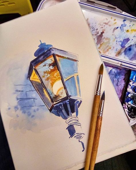 474x592 Lamp With Reflection Watercolour Painting Watercolor