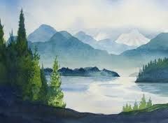 240x176 Watercolor Landscape Idea. Reminds Me Of Pacific Northwest