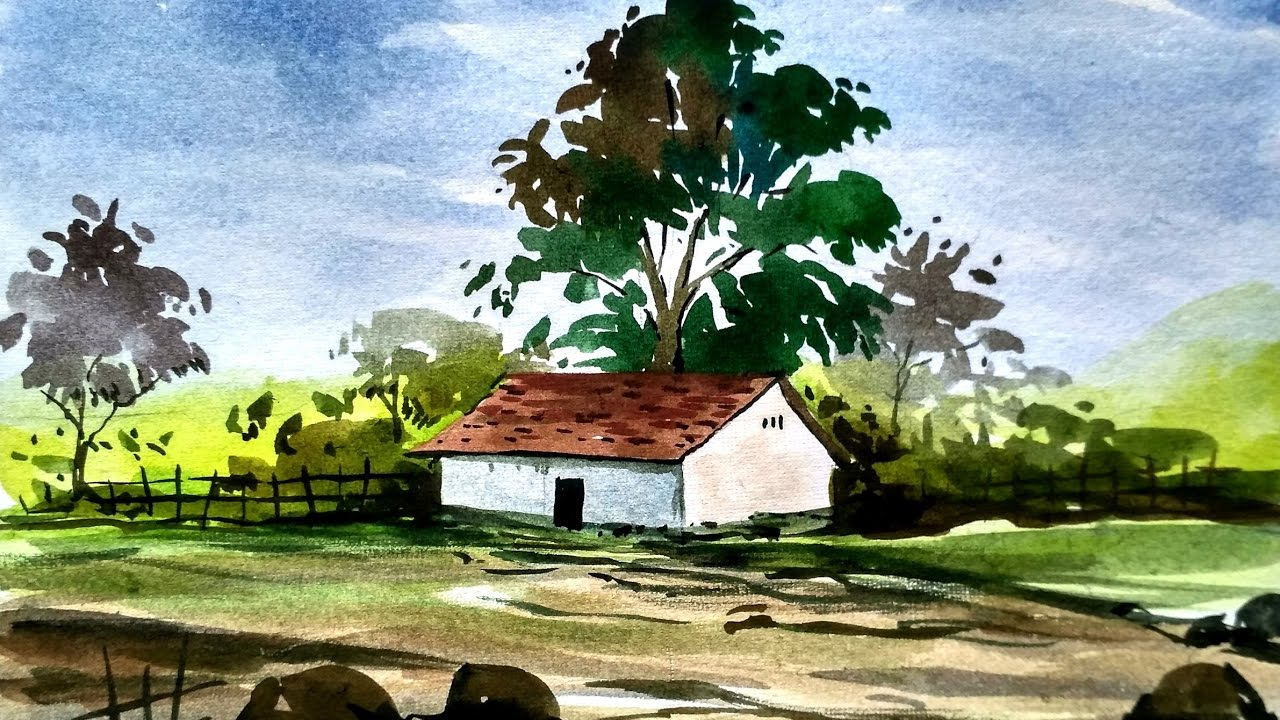 1280x720 Easy Landscape With Watercolor Easy Landscape Watercolor Paintings