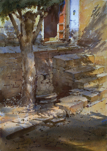 357x500 Landscape Paintings In Watercolor By Prafull Sawant