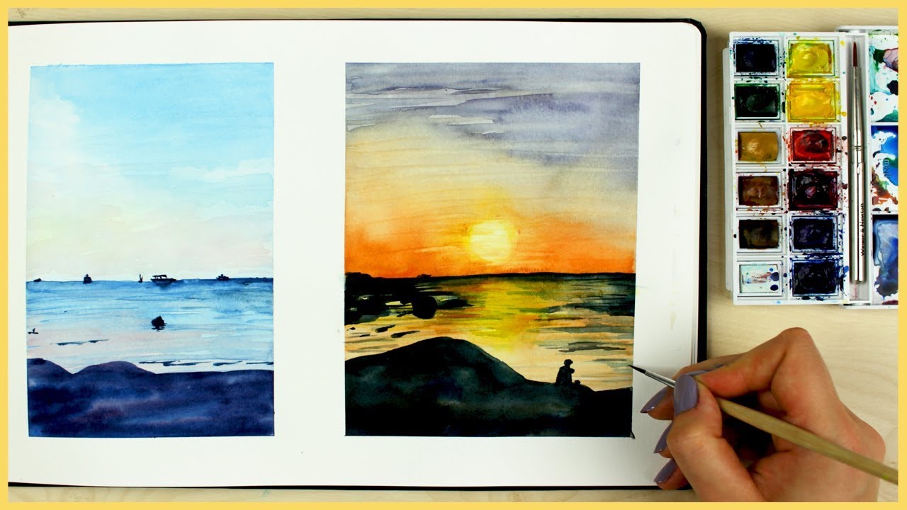 1280x720 How To Paint A Sunset With Watercolors For Beginners Art Journal