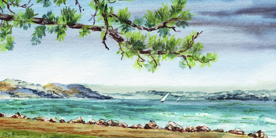 900x450 Ocean Beach Watercolour Landscape Painting By Irina Sztukowski