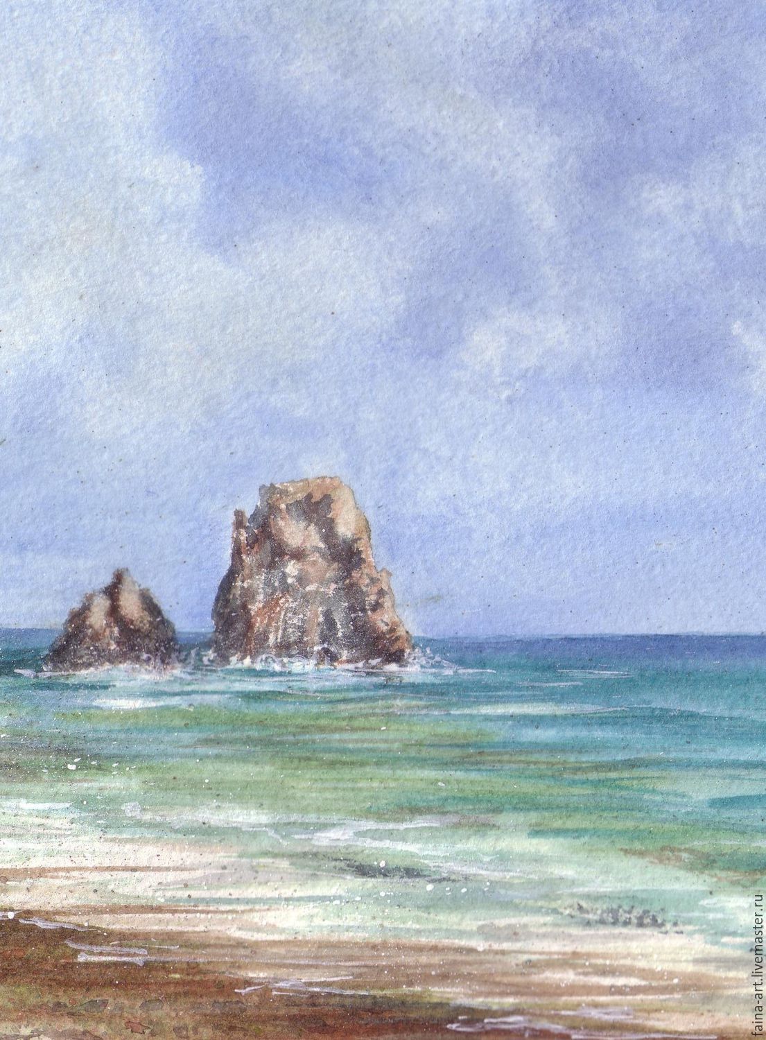 1105x1500 The Birthplace Of Aphrodite, Cyprus, Watercolor, Landscape Shop